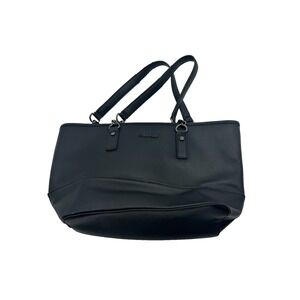 Calvin Klein Tote Bag Womens Black Saffiano Leather Double Handle Shoulder Purse